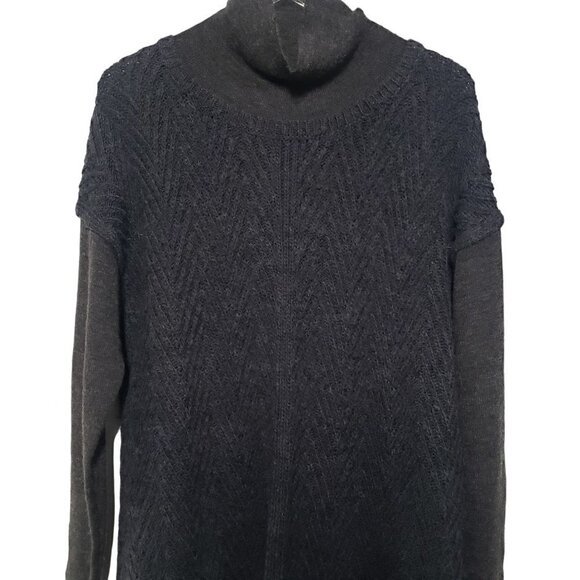 Woolrich Sweater Dress Gray Knit Chevron Zig Zag Pullover Mock Neck Womens Large - Picture 2 of 11